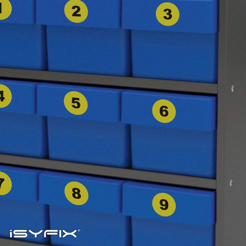 iSYFIX Yellow Consecutive Number Stickers â€“ 1 to 50, 1.5-inch, 1 set â€“ Vinyl Self Adhesive Premium Decal, Ideal for Inventory, Storage, Organizing, Boxes, Bins, Toolbox, Lockers & More, Indoor/Outdoor - Image 4